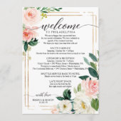 Blush Floral Wedding Itinerary - Weddenschap Programmakaart (Voorkant)