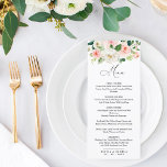 Blush Floral Wedding Menu<br><div class="desc">Een elegante en romantische menukaart met waterverf bloemen. Bekijk het collectie "Fijne Bloemen" om de rest van de trouwsuite te zien. (*) Neem contact met ons op als je hulp nodig hebt of op zoek bent naar overeenkomende objecten. www.wordsandconfetti.com</div>