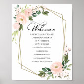 Blush Floral Wedding Order of Event Sign Poster (Voorkant)