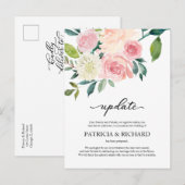 Blush Floral Wedding Postponement Update Briefkaart (Voorkant / Achterkant)