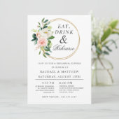 Blush Floral Wedding Rehearsal Dinner Kaart (Staand voorkant)