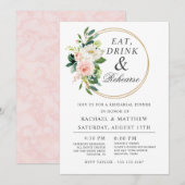 Blush Floral Wedding Rehearsal Dinner Kaart (Voorkant / Achterkant)