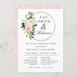 Blush Floral Wedding Rehearsal Dinner Kaart