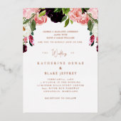 Blush Floral Wedding Roos Gold Foil Uitnodiging (Voorkant)