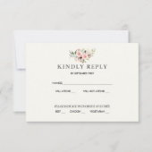 Blush Floral Wedding RSVP Card - Cream Kaart (Voorkant)
