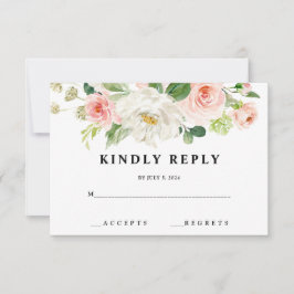 Blush Floral Wedding RSVP-kaarten RSVP Kaartje