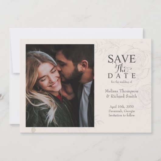Blush Floral Wedding Save the Date Photo (Voorkant)