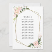 Blush Floral Wedding Seating Chart Guests Card Kaart (Voorkant)