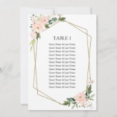 Blush Floral Wedding Seating Chart Guests Card Kaart (Achterkant)