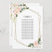 Blush Floral Wedding Seating Chart Guests Card Kaart (Voorkant / Achterkant)