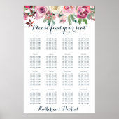 Blush Floral Wedding Seating Chart Poster (Voorkant)