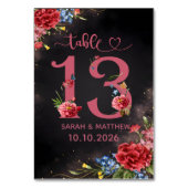 Blush Floral Wedding Table Number 13 Card Kaart (Achterkant)