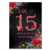Blush Floral Wedding Table Number 15 Card Kaart (Achterkant)