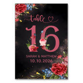 Blush Floral Wedding Table Number 16 Card Kaart (Achterkant)