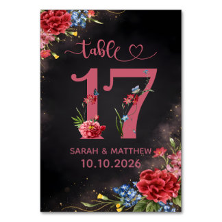 Blush Floral Wedding Table Number 17 Card Kaart