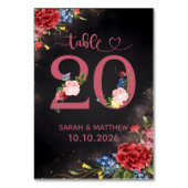 Blush Floral Wedding Table Number 20 Card Kaart (Achterkant)