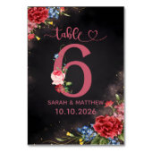 Blush Floral Wedding Table Number  6 Card Kaart (Achterkant)