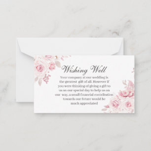 Blush Floral Wedding Wishing Well Enclosure Kaart Notitiekaartje