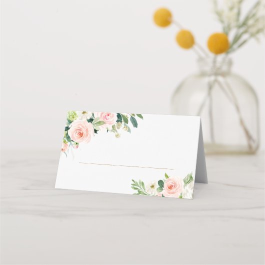 Blush Floral Wedloop Table Place Cards Plaatskaartje (Achterkant)