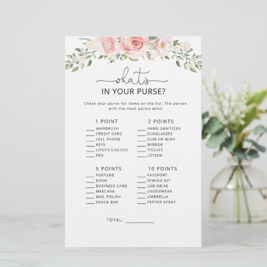 Blush floral what is in your purse game (Staand voorkant)