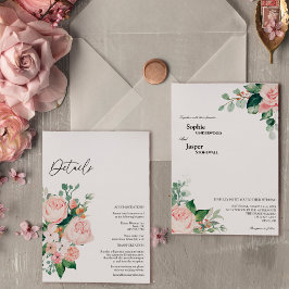 Blush Floral White — alles in één bruiloft Kaart