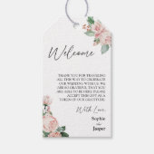 Blush Floral White Destination Weddenschap Welkom Cadeaulabel (Voorkant)