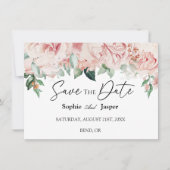Blush Floral White Flat Save the Date Kaart (Voorkant)