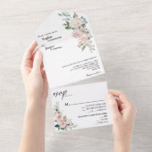 Blush Floral White in één bruiloft uitnodiging (Afscheurbaar)