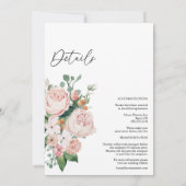 Blush Floral White Monogram in één bruiloft Kaart (Achterkant)