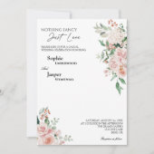 Blush Floral White Niets Fancy gewoon Love Wedding Kaart (Voorkant)