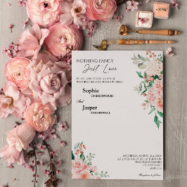 Blush Floral White Niets Fancy gewoon Love Wedding Kaart