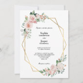 Blush Floral White Simple All-in-One bruiloft Kaart (Voorkant)