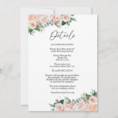 Blush Floral White Simple All-in-One bruiloft Kaart (Achterkant)