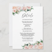 Blush Floral White Simple Monogram Details bruilof Kaart (Achterkant)