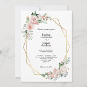 Blush Floral White Simple Wedding Kaart (Voorkant)