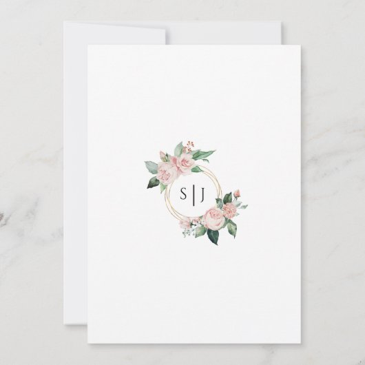 Blush Floral White Simple Wedding Kaart (Achterkant)