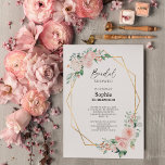 Blush Floral White Simple Wedding Vrijgezellenfees Kaart<br><div class="desc">Deze bloeiende witte, eenvoudige trouwbrudal-doucheuitnodiging biedt een prachtige chic-neutrale achtergrond van zwart of wit met eenvoudige moderne typografie en elegante kalligrafie om een gesofisticeerde toon te zetten voor elke stijl van gebeurtenissen. Elk product is voorzien van prachtige blush roze rozen en perzik en ivoor hydrangeas, die voorzien zijn van elush...</div>