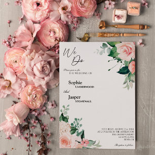Blush Floral White We wedden Kaart