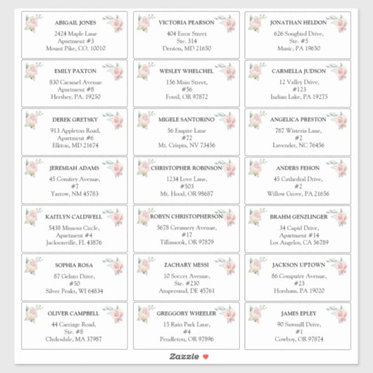 Blush Floral White Weddenschap adresetiketten Sticker (Vel)