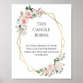 Blush Floral White Weddenschap Deze kaars brandt Poster (Voorkant)