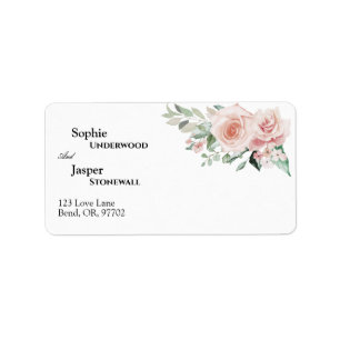 Blush Floral White Weddenschap Label