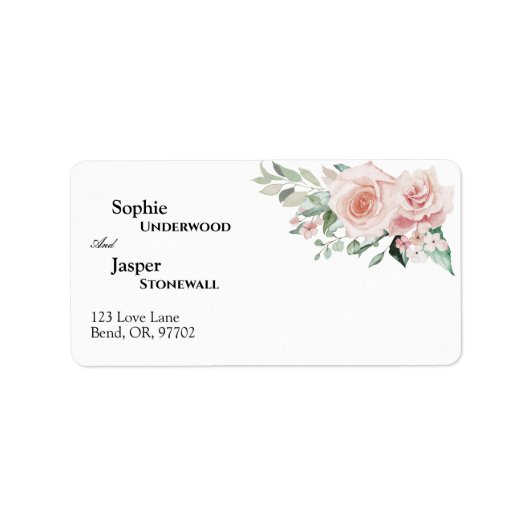 Blush Floral White Weddenschap Label (Voorkant)