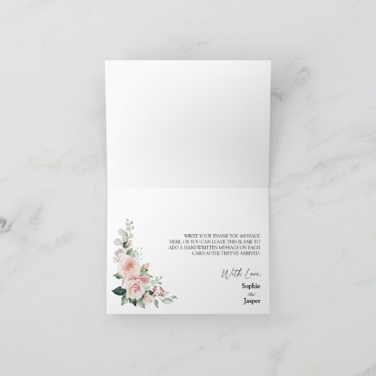 Blush Floral White Weddenschap voltooid Hartelijk Bedankkaart (Binnen)