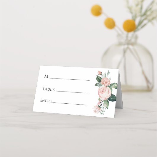 Blush Floral White Weddenschapskaart Plaatskaartje (Voorkant)