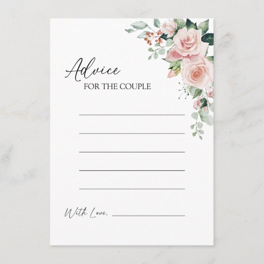 Blush Floral White Wedding Advice Kaart (Voorkant)