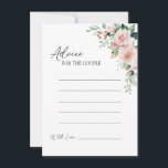 Blush Floral White Wedding Advice Kaart<br><div class="desc">Dit bloedige witte bruidsbruidstaartontwerp biedt een prachtige chic neutrale achtergrond van zwart of wit met eenvoudige moderne typografie en elegante kalligrafie om een gesofisticeerde toon te zetten voor elke stijl van gebeurtenissen. Elk product is voorzien van prachtige blush roze rozen en perzik en ivoor hydrangeas, die voorzien zijn van elush...</div>