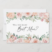 Blush Floral White Wedding Best Man proposal Kaart (Voorkant)