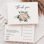 Blush Floral White Wedding Dank je Briefkaart