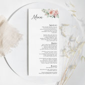 Blush Floral White Wedding Flat Menu