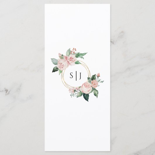 Blush Floral White Wedding Flat Menu (Achterkant)
